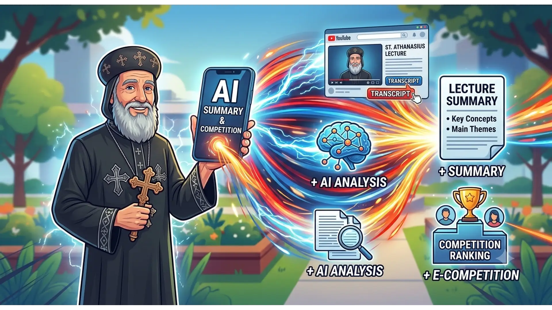 التفريغ الصوتي وتوليد المسابقات بالذكاء الاصطناعي